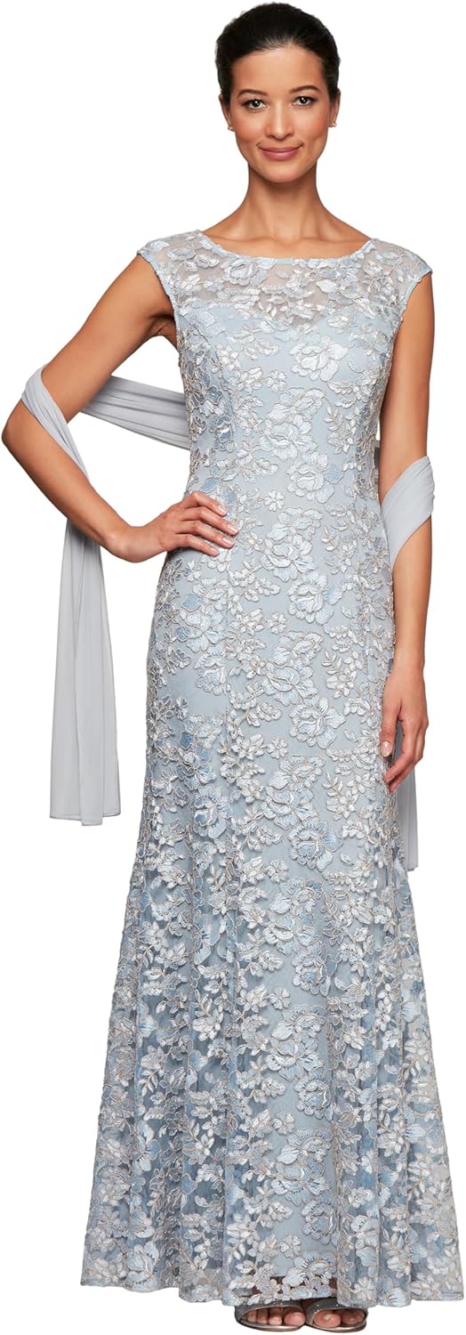 Alex Evenings Women's Long Sleeveless Mother of The Bride Dress with Shawl (Petite and Regular Sizes) - Image 6