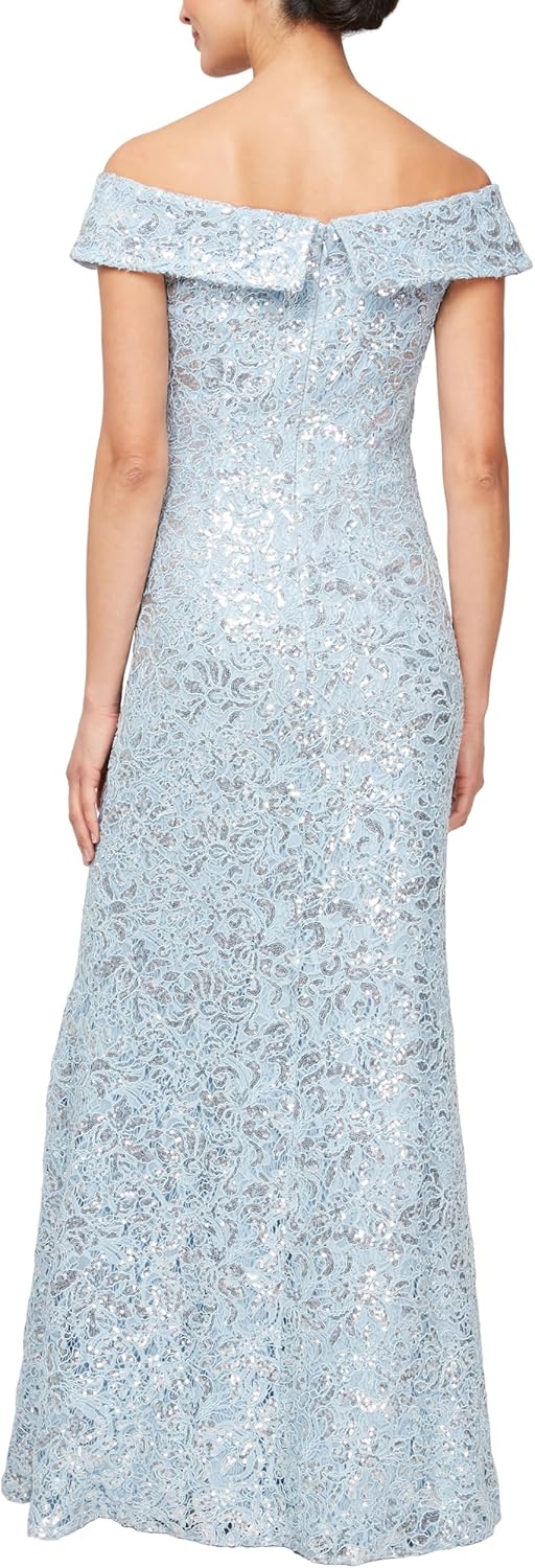 Alex Evenings Women's Off The Shoulder Fit and Flare Dress-lace and Sequined Elegance for Mother of The Bride Or Groom - Image 2