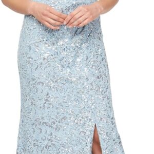 Alex Evenings Women's Off The Shoulder Fit and Flare Dress-lace and Sequined Elegance for Mother of The Bride Or Groom