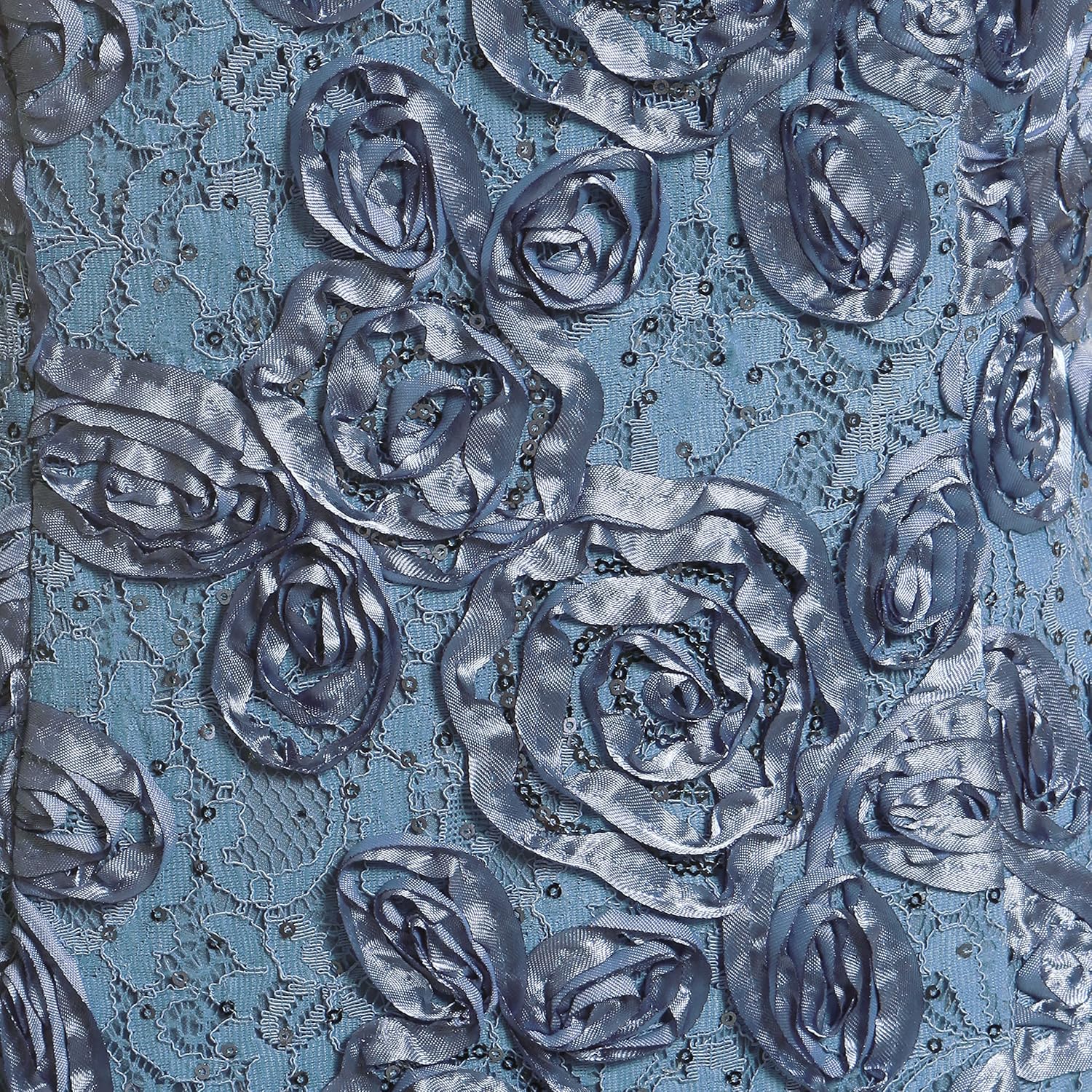 Alex Evenings Women's Plus Long Rosette Mother of The Bride Dress with Short Sleeves, Formal Gown, Wedding Guest - Image 3