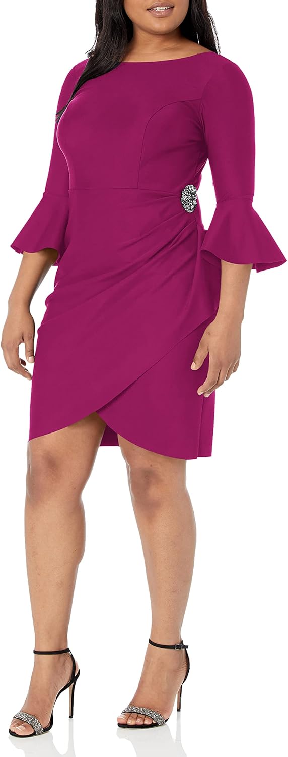 Alex Evenings Women's Plus-Size Short Slimming Sheath Dress with Bell Sleeves - Image 10