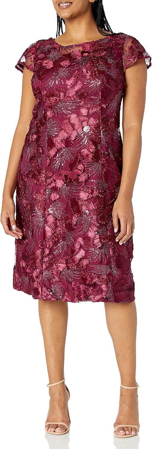 Alex Evenings Women's Plus Size Tea Length Dress with Rosette Detail - Image 10