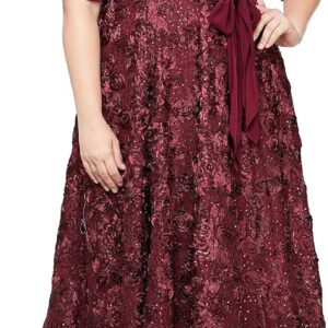Alex Evenings womens Plus Size Tea Length Dress With Rosette Detail