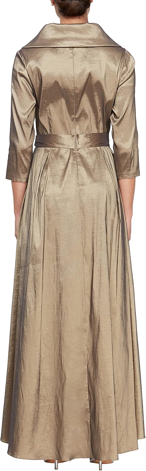 Alex Evenings Women's Portrait Collar Dress with Full Skirt, Pockets, and Tie Belt - Image 2