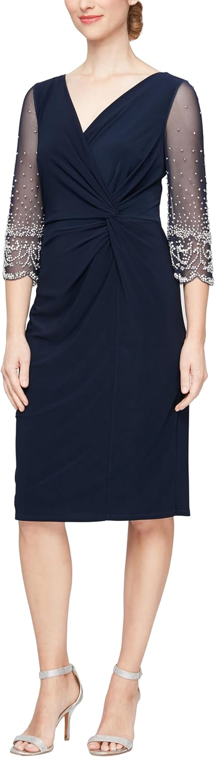Alex Evenings Women's Short Shift Cocktail Dress with Embellished Illusion Detail, Wedding Guest (Petite and Regular Sizes) - Image 12