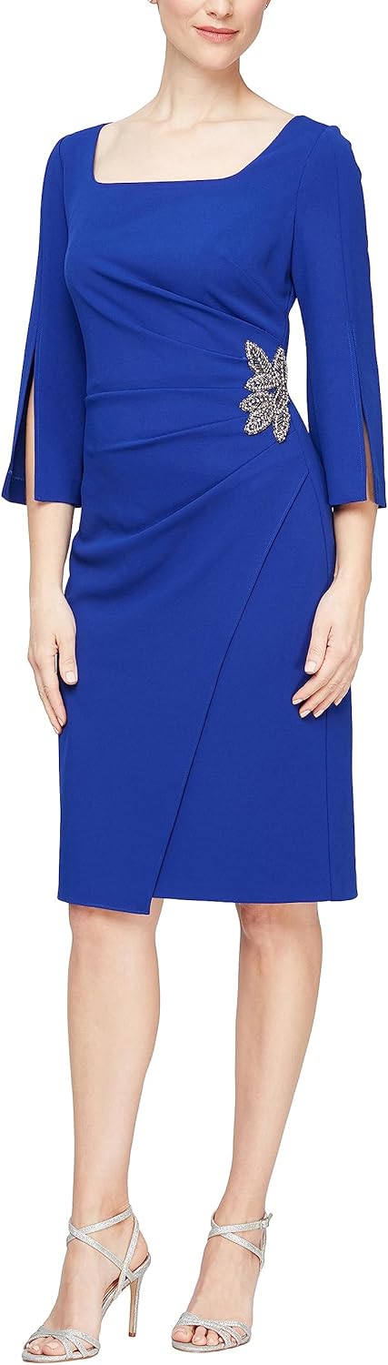 Alex Evenings Women's Short Shift Cocktail Dress with Embellished Illusion Detail, Wedding Guest (Petite and Regular Sizes) - Image 10