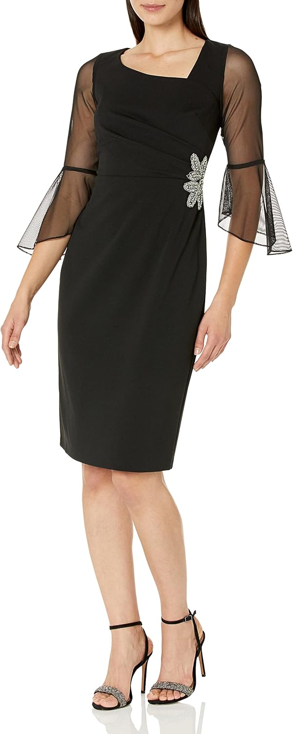 Alex Evenings Women's Short Shift Cocktail Dress with Embellished Illusion Detail, Wedding Guest (Petite and Regular Sizes) - Image 11