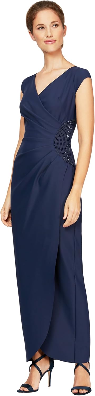 Alex Evenings Women's Slimming Long Cap Sleeve Dress with Side Beaded Detail - Image 4