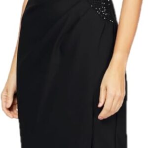 Alex Evenings Women's Slimming Long Cap Sleeve Dress with Side Beaded Detail