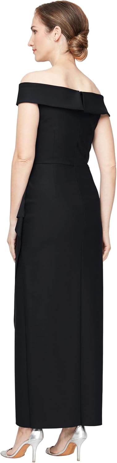 Alex Evenings womens Slimming Long Side Ruched Mother of the Bride Dress W\/ Cascade Ruffle Skirt (Petite and Regular Sizes) - Image 2