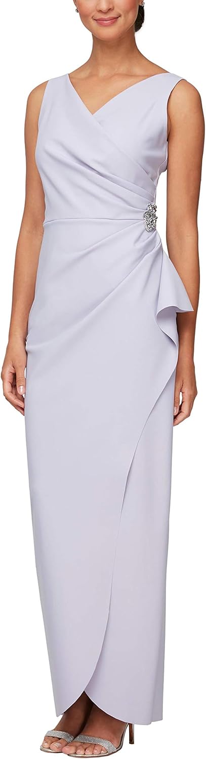 Alex Evenings Women's Slimming Long Side Ruched Mother of The Bride Dress W\/Cascade Ruffle Skirt (Petite and Regular Sizes) - Image 16