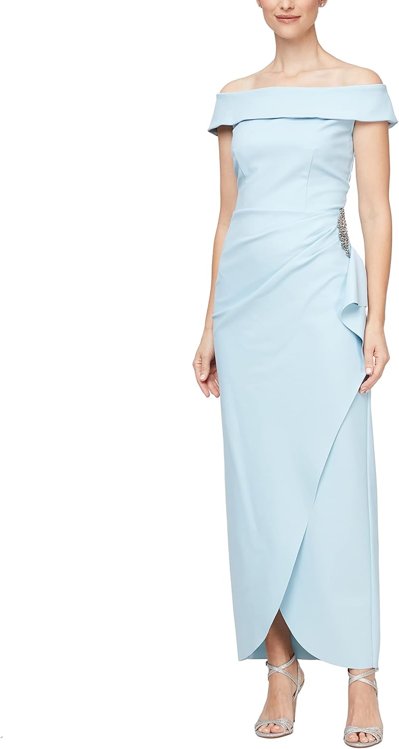 Alex Evenings Women's Slimming Long Side Ruched Mother of The Bride Dress W\/Cascade Ruffle Skirt (Petite and Regular Sizes) - Image 18