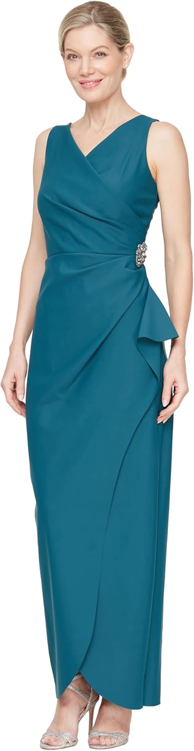 Alex Evenings Women's Slimming Long Side Ruched Mother of The Bride Dress W\/Cascade Ruffle Skirt (Petite and Regular Sizes) - Image 21