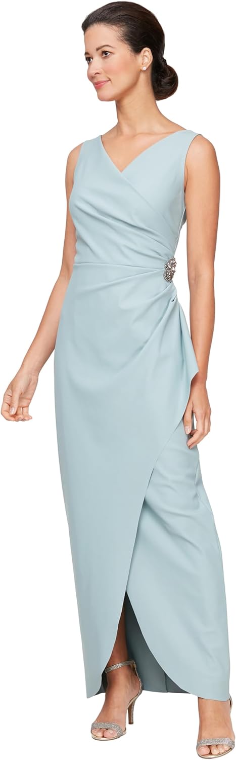 Alex Evenings Women's Slimming Long Side Ruched Mother of The Bride Dress W\/Cascade Ruffle Skirt (Petite and Regular Sizes) - Image 7