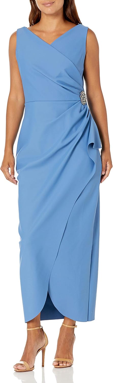 Alex Evenings Women's Slimming Long Side Ruched Mother of The Bride Dress W\/Cascade Ruffle Skirt (Petite and Regular Sizes) - Image 22