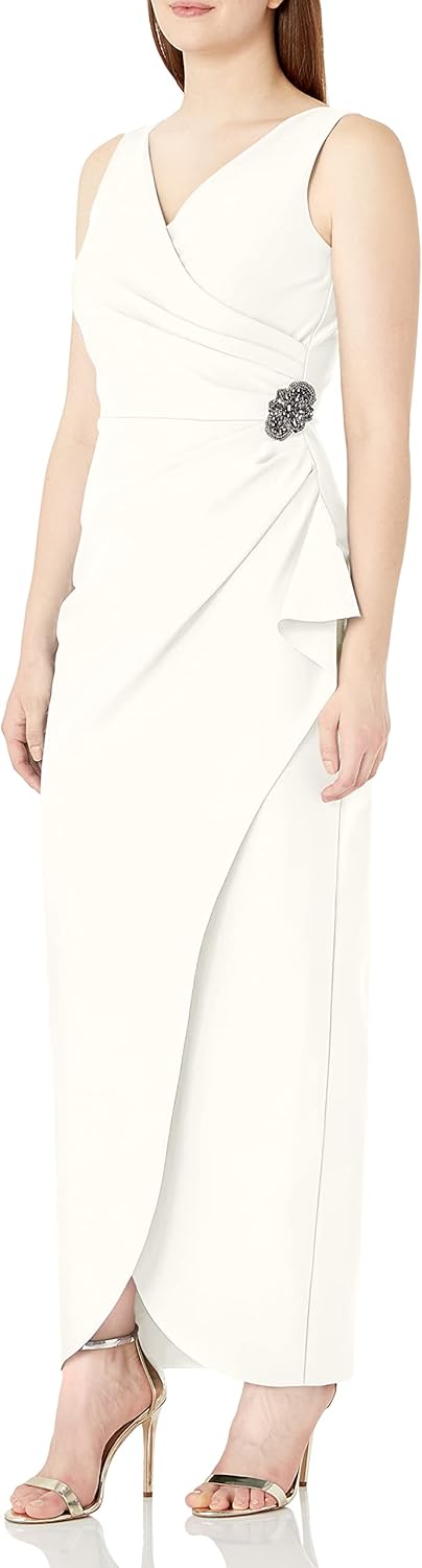 Alex Evenings Women's Slimming Long Side Ruched Mother of The Bride Dress W\/Cascade Ruffle Skirt (Petite and Regular Sizes) - Image 20