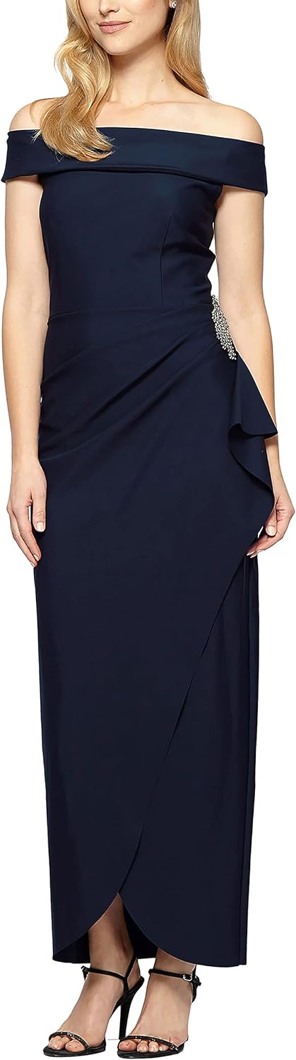 Alex Evenings Women's Slimming Long Side Ruched Mother of The Bride Dress W\/Cascade Ruffle Skirt (Petite and Regular Sizes) - Image 15