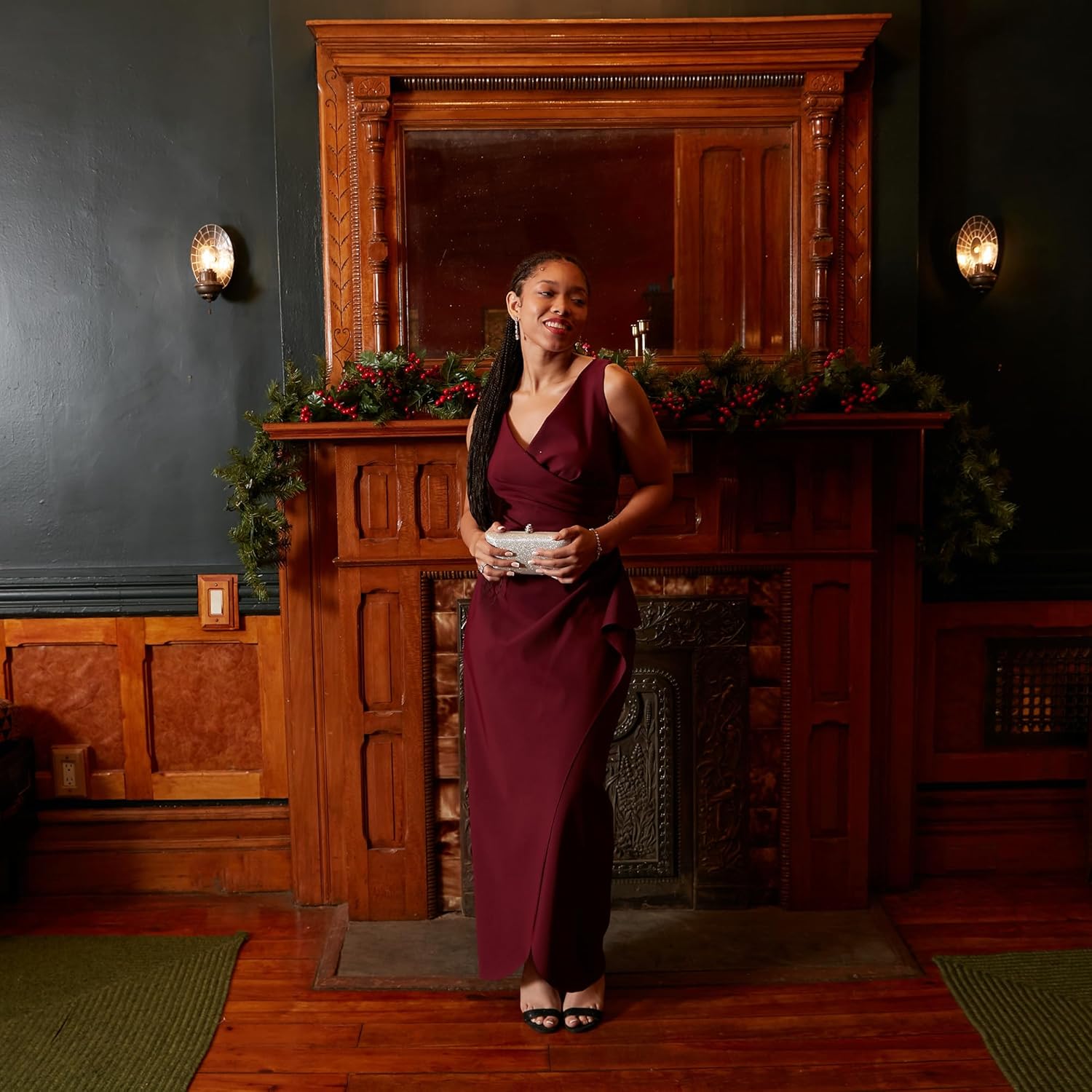 Alex Evenings Women's Slimming Long Side Ruched Mother of The Bride Dress W\/Cascade Ruffle Skirt (Petite and Regular Sizes) - Image 2