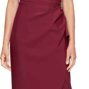 Alex Evenings Women's Slimming Long Side Ruched Mother of The Bride Dress W\/Cascade Ruffle Skirt (Petite and Regular Sizes)