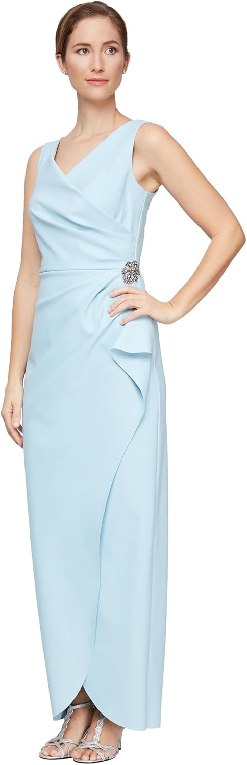 Alex Evenings Women's Slimming Long Side Ruched Mother of The Bride Dress W\/Cascade Ruffle Skirt (Petite and Regular Sizes) - Image 14