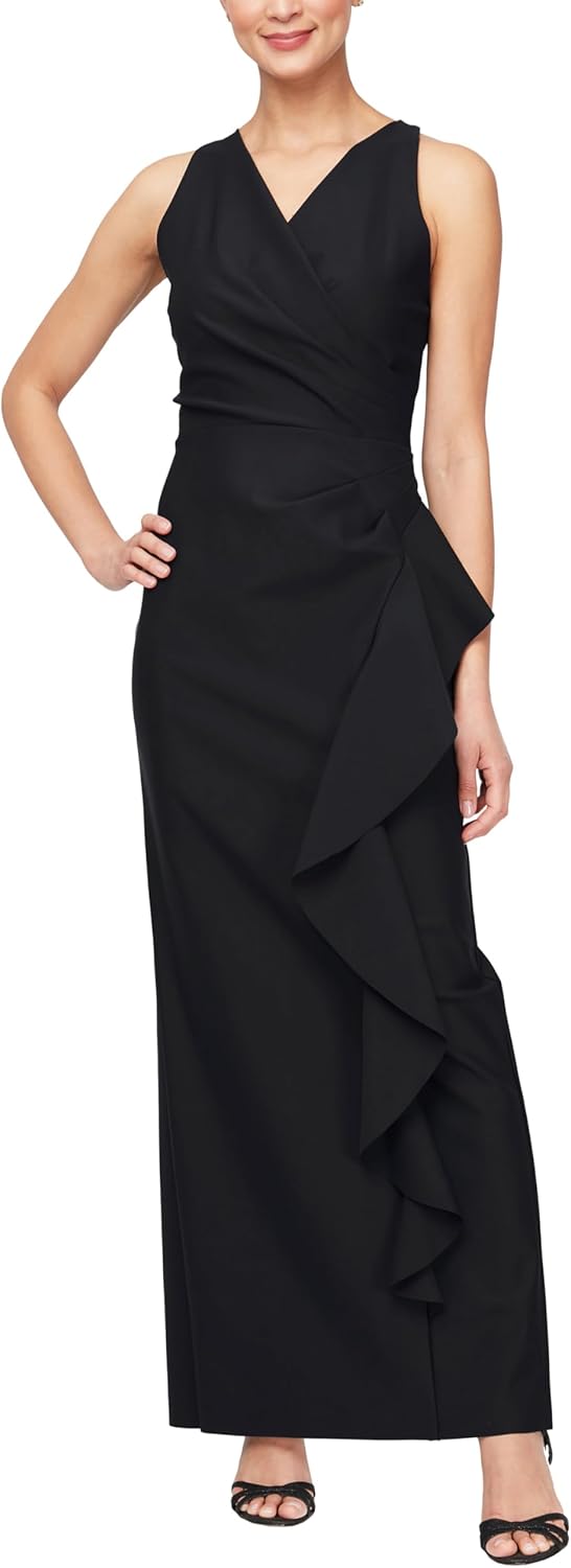 Alex Evenings Women's Slimming Long Side Ruched Mother of The Bride Dress W\/Cascade Ruffle Skirt (Petite and Regular Sizes) - Image 5