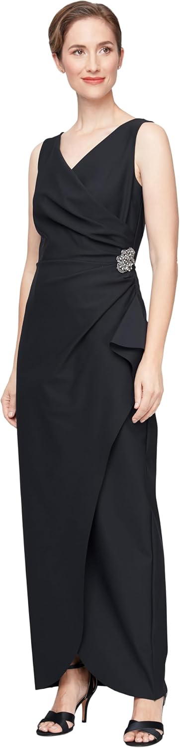 Alex Evenings Women's Slimming Long Side Ruched Mother of The Bride Dress W\/Cascade Ruffle Skirt (Petite and Regular Sizes) - Image 8