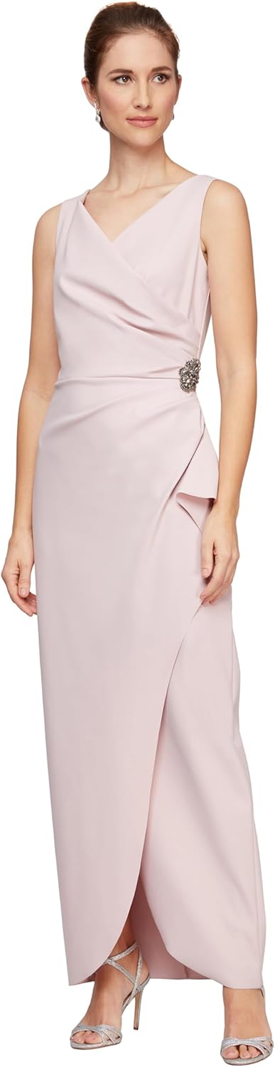 Alex Evenings Women's Slimming Long Side Ruched Mother of The Bride Dress W\/Cascade Ruffle Skirt (Petite and Regular Sizes) - Image 12