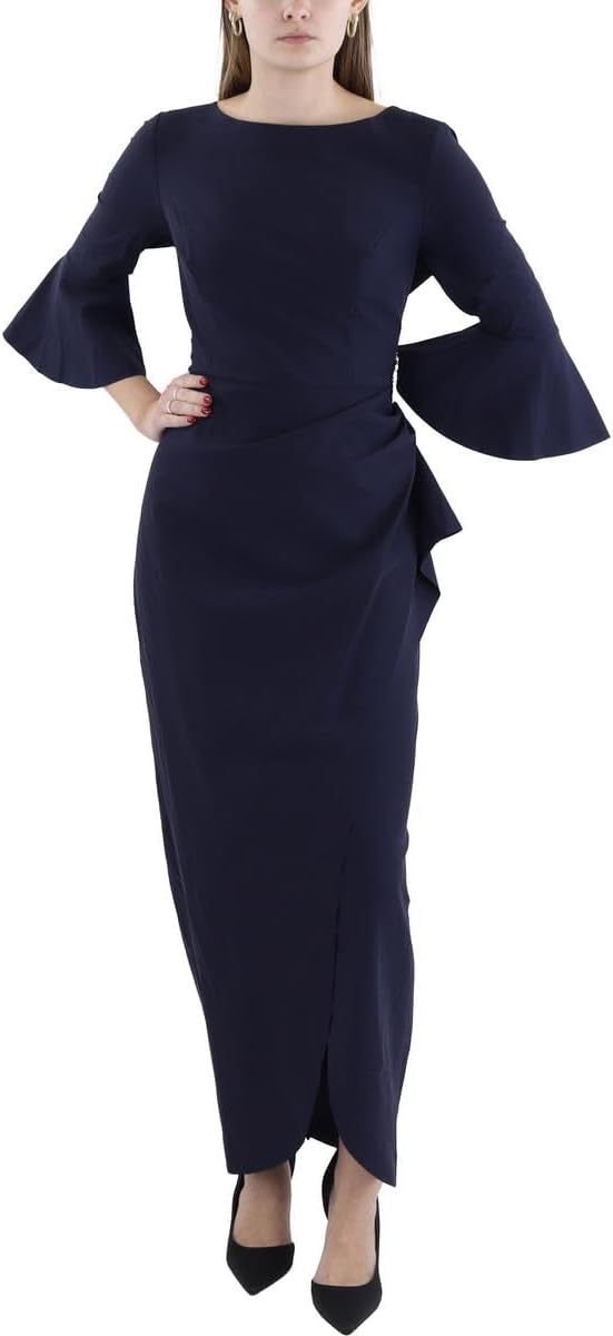 Alex Evenings Women's Slimming Long ¾ Sleeve Side-Ruched Dress