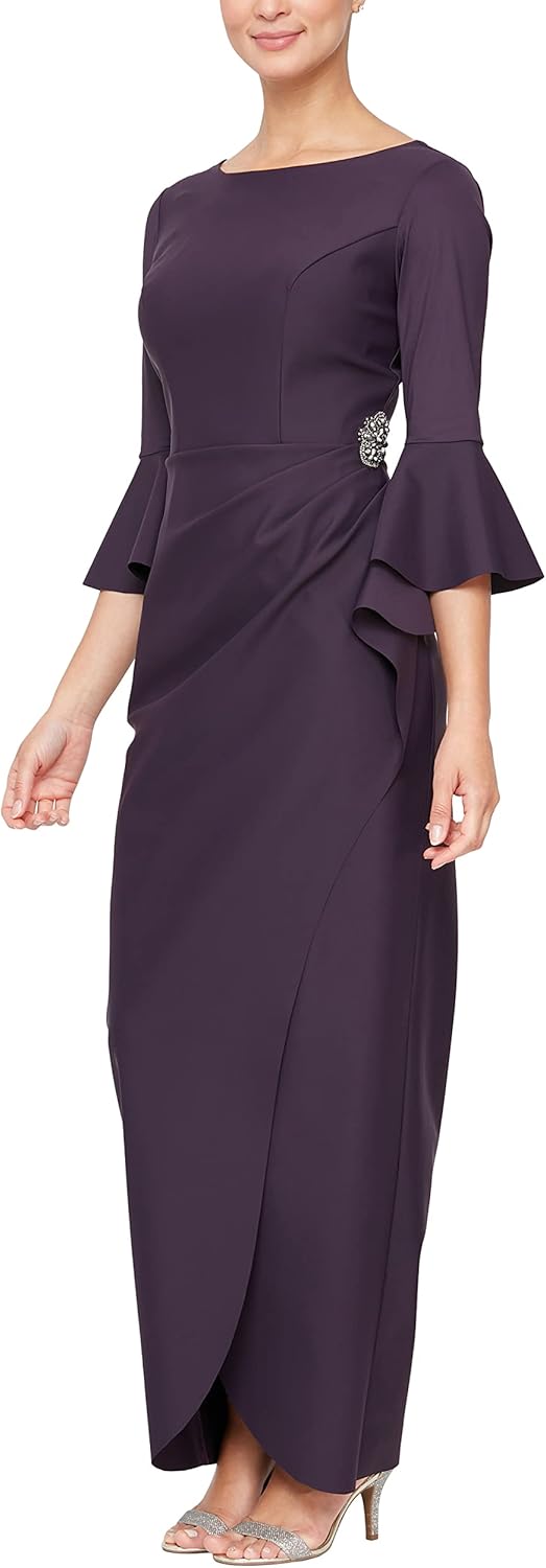 Alex Evenings Women's Slimming Long ¾ Sleeve Side-Ruched Dress - Image 3