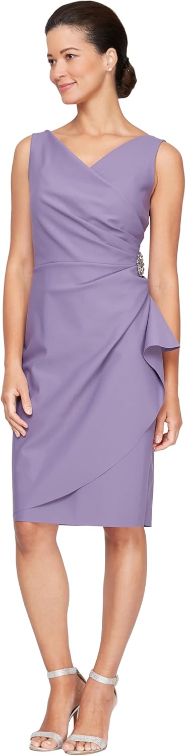 Alex Evenings Women's Slimming Short Ruched Dress with Ruffle (Petite and Regular) - Image 15