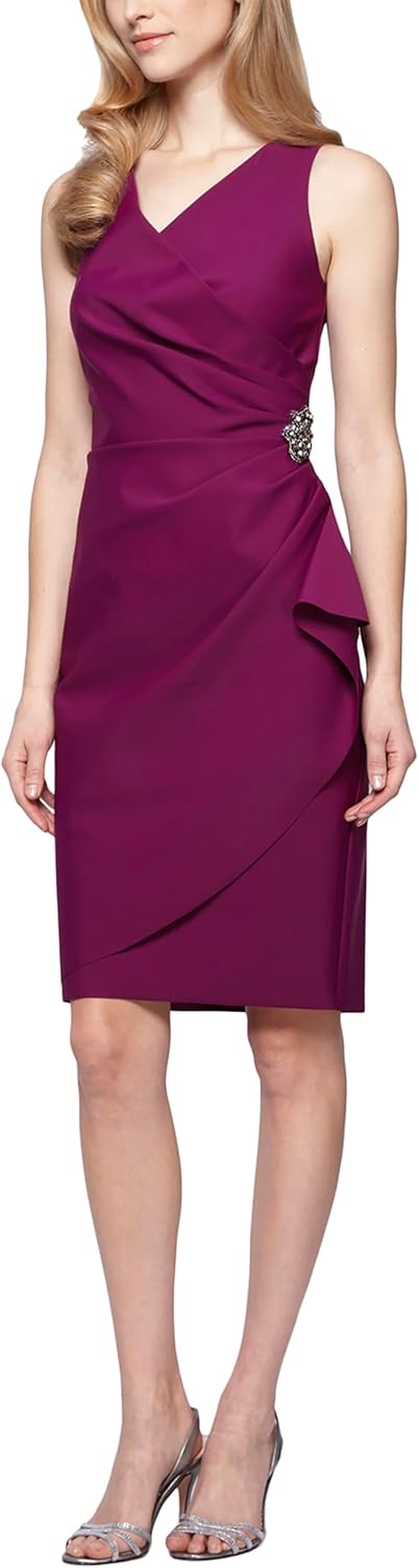 Alex Evenings Women's Slimming Short Ruched Dress with Ruffle (Petite and Regular) - Image 22