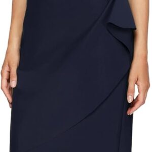 Alex Evenings Women's Slimming Short Ruched Dress with Ruffle (Petite and Regular)