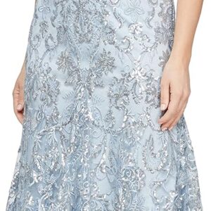 Alex Evenings Women's Tea Length Embroidered Cocktail Godets, Wedding Guest, Party Dress (Petite and Regular Sizes)