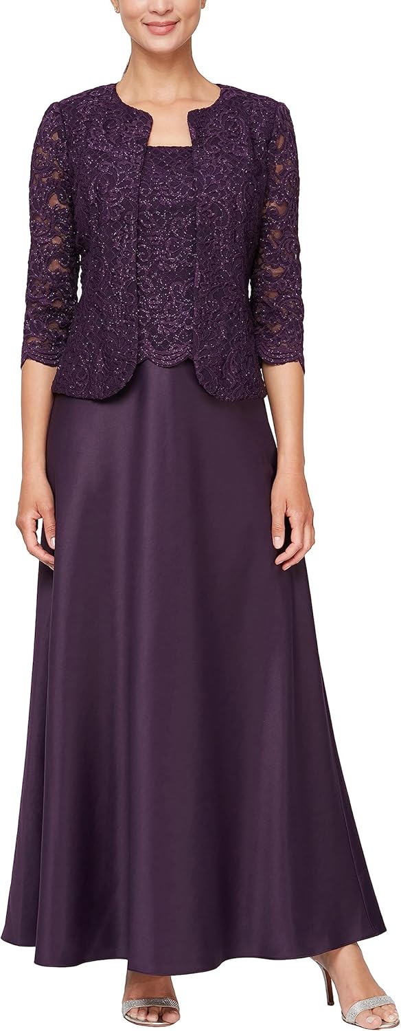 Alex Evenings Women's Two Piece Mother of The Bride Dress with Lace Jacket - Image 9
