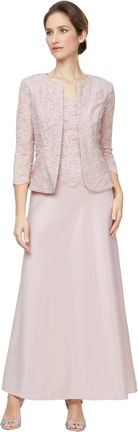 Alex Evenings Women's Two Piece Mother of The Bride Dress with Lace Jacket - Image 14