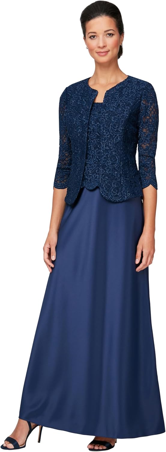 Alex Evenings Women's Two Piece Mother of The Bride Dress with Lace Jacket