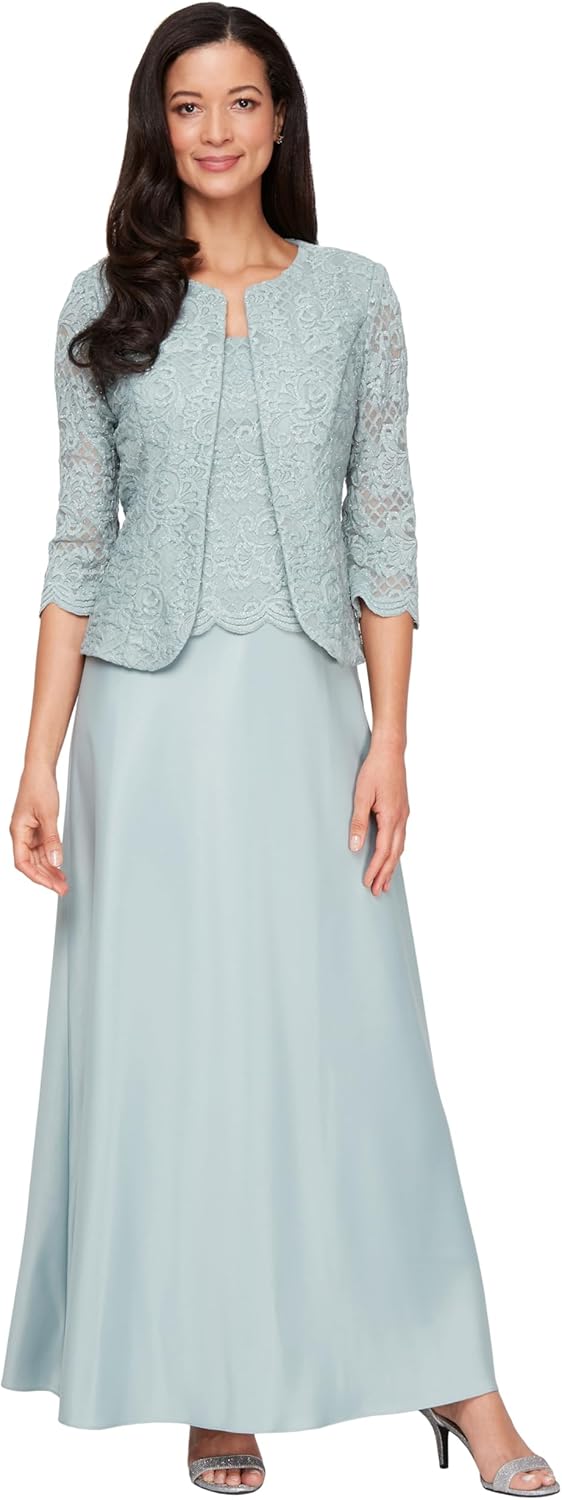 Alex Evenings Women's Two Piece Mother of The Bride Dress with Lace Jacket - Image 12
