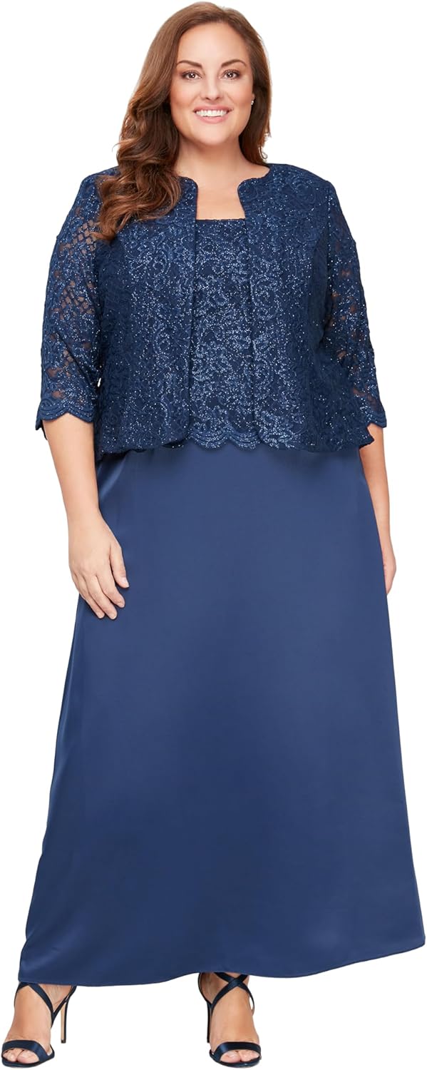 Alex Evenings Women's Two Piece Mother of The Bride Dress with Lace Jacket - Image 13