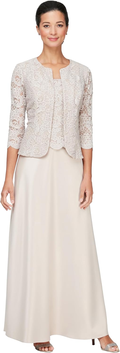 Alex Evenings Women's Two Piece Mother of The Bride Dress with Lace Jacket - Image 8