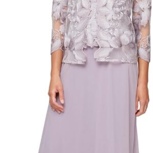 Alex Evenings Women's Two Piece Tea Length Mock Lace Jacket Dress (Petite and Regular Sizes)