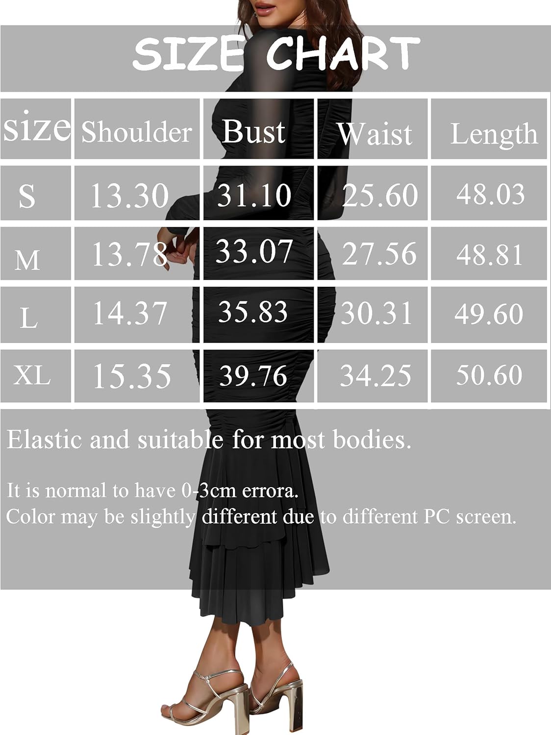 Atizon Elegant Ruched Bodycon Evening Dresses for Women Cocktail Party Formal Maxi Mermaid Dress - Image 4