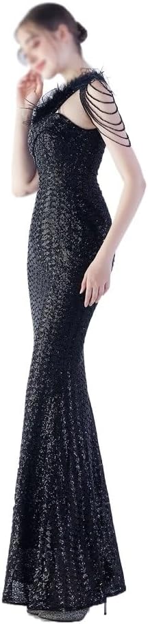 AUOGU Dress Evening Gown Women's Party Socialite Sequin Vertical Long Slim - Image 4