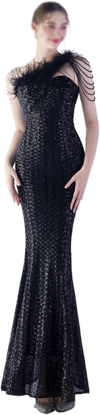 AUOGU Dress Evening Gown Women's Party Socialite Sequin Vertical Long Slim