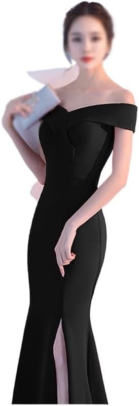 AUOGU Evening Gown Long Dress Shoulder Dress Long Dress Dinner Slim Dress Wedding - Image 3