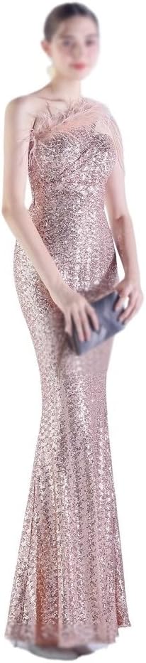 AUOGU Long Slim-fit Dress Evening Gown Women's Party Celebrity Sequin - Image 3