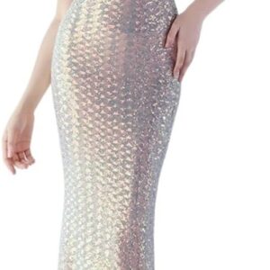 AUOGU Vertical Long Slim-fit Dress Evening Gown Women's Party Socialite Sequins