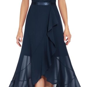 Bbonlinedress Women's V-Neck Dress for Women Wedding Guest Hi-Lo Floral Lace Prom Cocktail Party Formal Bridesmaid Dress