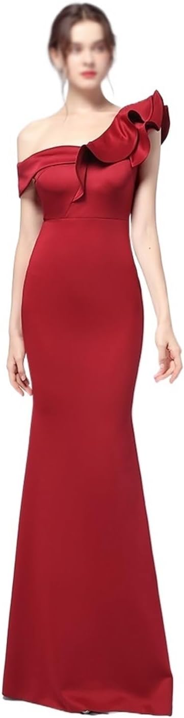 CGTENBS Easy Shoulder Party Evening Gown Long Slimming Sexy Dress for Parties