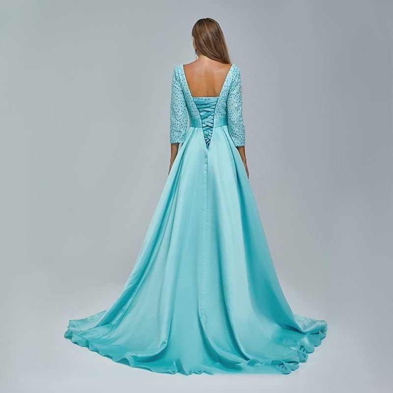 CGTENBS Elongated Banquet Evening Gown Long Slim-fit Long Sleeve Annual Party Performance Dress - Image 4