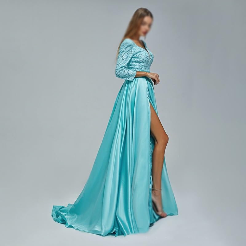 CGTENBS Elongated Banquet Evening Gown Long Slim-fit Long Sleeve Annual Party Performance Dress - Image 2